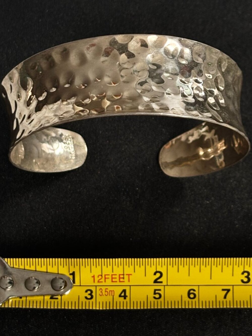 Hammered Sterling Silver Cuff Bracelet Handcrafted Stamped 925 Mexico - Picture 6 of 7